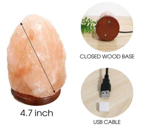 gudong Lámpara de Sal del Himalaya Crystal Natural USB Lamp Purificador de aire con 16 colores que cambian resplandor Bombilla LED para escritorio, hogar, trabajo, regalo 