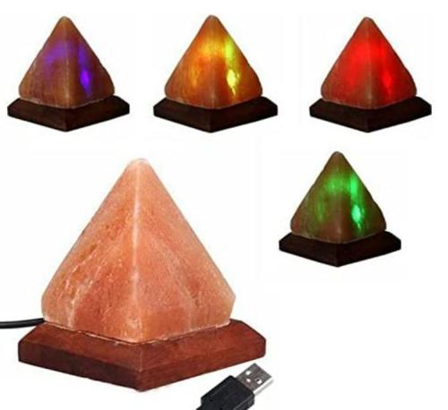 Klass Home Collection® - Lámpara LED multicolor con forma de sal de roca natural del Himalaya, multicolor