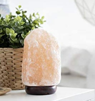 Lámpara de Sal del Himalaya Natural con Dimmer (5-7 kg) - Producto natural hecho a mano con 1 bombilla LED de bajo consumo y 500 g de sal del Himalaya para baño y cocina.