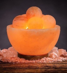 Lámpara de sal del Himalaya con 6 bolas de masaje, auténtica de Pakistán